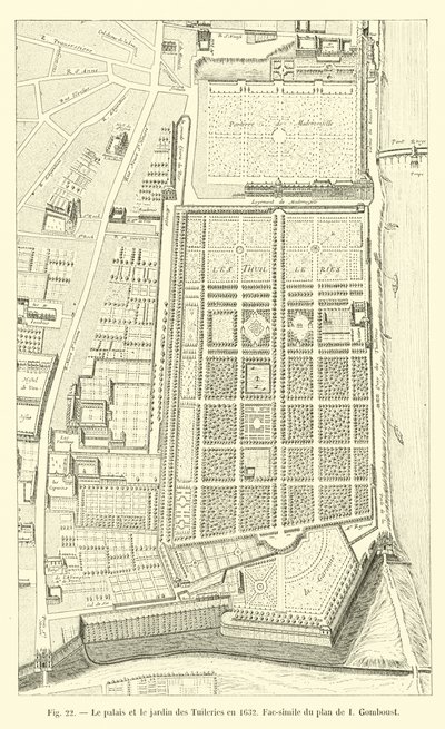 Tuileries-palasset og hagen i 1632, faksimile av planen av I Gomboust av French School