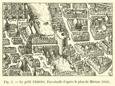 Le petit Chatelet, faksimile fra planen til Merian, 1648 av French School