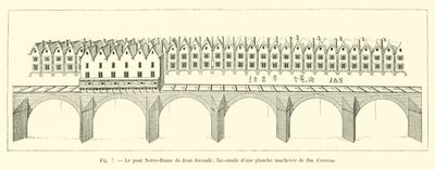 Notre-Dame-broen av Jean Joconde, faksimile av en uferdig plate av Du Cerceau av French School
