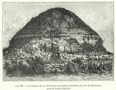 Chretienne-graven, begravelsesmonument til kongene av Mauritane, nær Kolea, Algerie (gravering) av French School