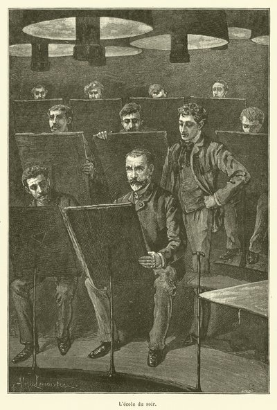 Kveldsskole (gravering) av French School