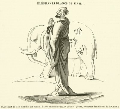 Siams elefant og bonzehøvdingen (gravering) av French School