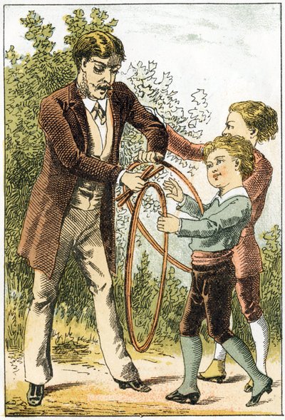Leon og Lucien lærte godt å lese og ble små vitenskapsmenn - foreldrene deres kjøpte pene bøyler for å belønne dem - i "Alphabet des petits savants", sent på 1800-tallet (kromolitografi) av French School