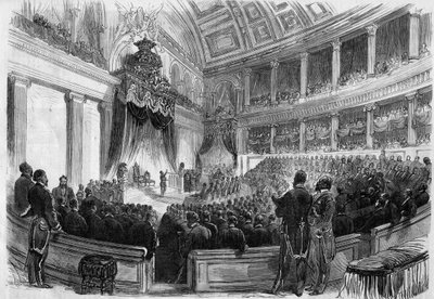 Leopold II (1835-1909), kongen av belgierne, avla en ed foran statens store organer i 1865. av French School