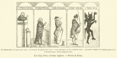 The Five All, engelsk trykk (gravering) av French School