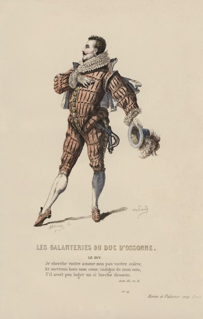 Galanteriene til hertugen av Ossonne, hertugen (farget gravering) av French School