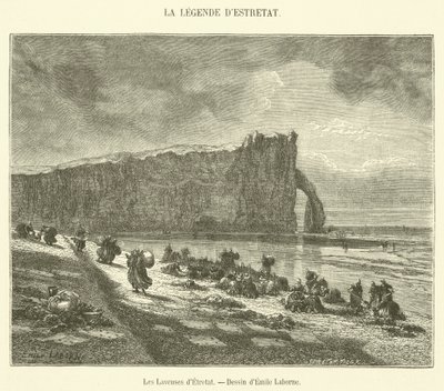 The Washers of Etretat (gravering) av French School