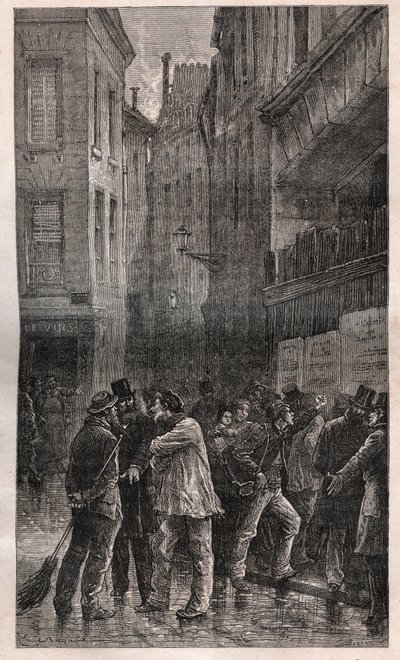 Les Posters - folket i Paris våkner til å finne offentlige merknader på alle veggene som informerer dem om statskuppet 2. desember 1851 - i "" Histoire d