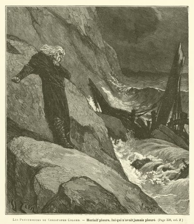 Forløperne til Christopher Columbus (gravering) av French School