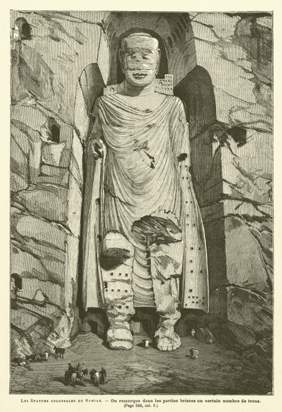 De kolossale statuene av Bamian (gravering) av French School