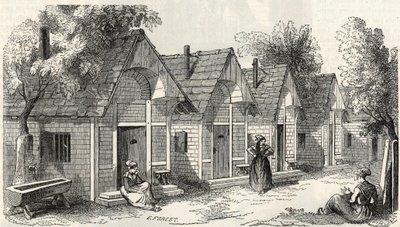 Les chalets de la Salpetriere pour les folles agitees - Engraving in “Tableau-de-Paris” by Edmond Texier 1852 av French School