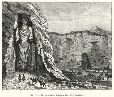 Bamiyan Giants i Afghanistan (gravering) av French School