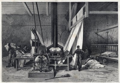 Les grandes usines - Dyeing erie Boutarel a Clichy la Garenne - Le mesh des Etoffes - engraving from 1869 av French School