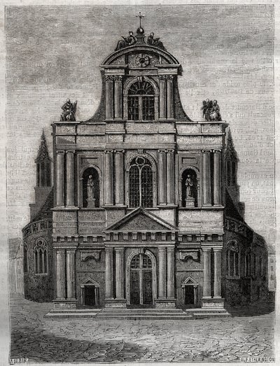 Saint Gervais kirke Saint Protais (Saint-Gervais-Saint-Protais) (fasade til Clement II Metezeau) Paris (4. arr) Gravering i "" Fysisk, sivil og moralsk historie i Paris: fra de tidligste historiske tider til i dag ” av Jacques Antoine Dulaure av French School