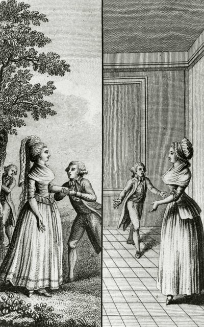 Libertinage - i "Historie dag for dag til en kvinne fra den franske republikken", Restif de La Bretonne (1734-1806), Genève 1791-1794. av French School
