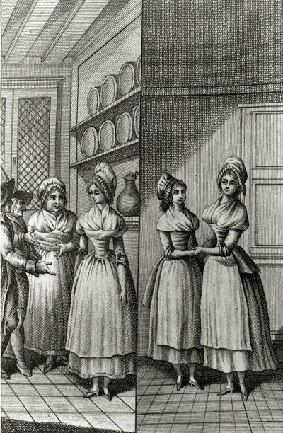 Libertinage - i "Historie dag for dag til en kvinne fra den franske republikken", Restif de La Bretonne (1734-1806), Genève 1791-1794. av French School