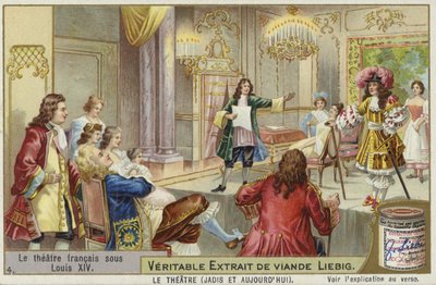 Liebig-kort med fransk teater under Ludvig XIVs regjeringstid av French School