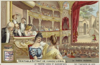 Liebig-kort med et moderne teater av French School