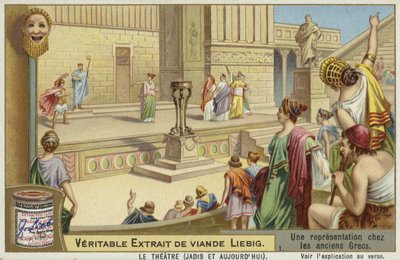 Liebig-kort med en representasjon av gammelt gresk teater av French School