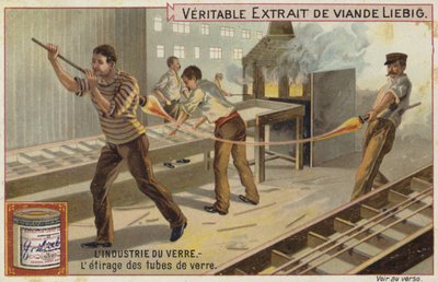 Liebig-kort med glassindustrien av French School