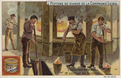 Liebig-kort med glassindustrien av French School