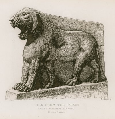 Løve fra palasset til Ashurnasirpal, Nimrud, British Museum av French School