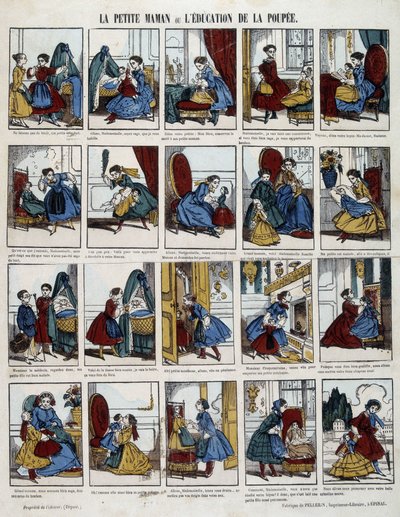 Lille mamma "" Utdannelsen til dukken". Bilde av Epinal, sd. 1800-tallet. av French School