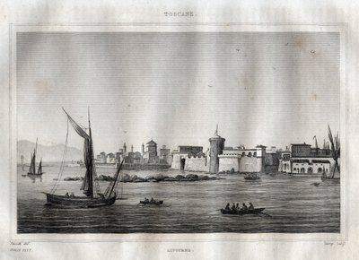 Livorno - Livorno - Toscana - Gravering fra "" Pittoreske Italia"" av M. de Norvins, Ch. Nodier 1834-1836. av French School