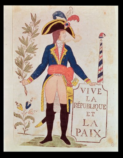 Lenge leve republikken og freden, ca. 1795-99 (farget treblokkgravering) av French School