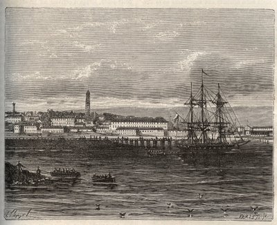 Lorient - Morbihan i Bretagne-regionen - gravering i "La France illustrée: geografi, historie, statistisk administrasjon" av VA Malt-Brown. 1884 av French School