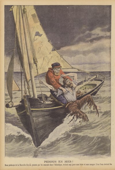 Tapt på havet! (farge litho) av French School