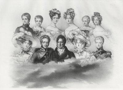 Louis-Philippe I. und seine Familie im Jahr 1830 (Gravur) von French School