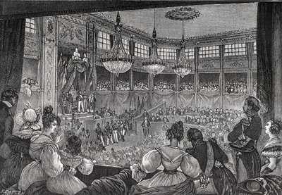Louis-Philippe I is sworn in as king before the Chamber of Deputies, 9th August 1830 - Revolution of 1830: “” King Louis Philippe I (1773-1850) sworn to maintain the Charter of 1830 in the presence of the chambers reunited in the provisional hall of the Pa av French School