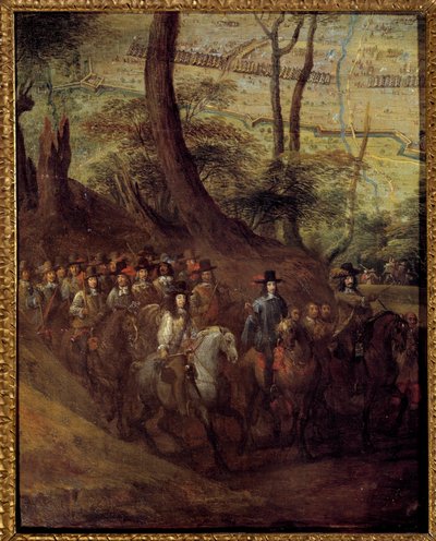 Louis II av Bourbon, Prince of Conde (Bourbon-Conde) (Grand Conde) (1621-1686) eller hertugen av Enghien, beleiret en bymaleri av den franske skolen på 1600-tallet. Søn 0,73x0,58 m av French School