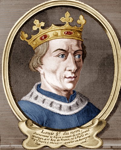 Louis VIII, konge av Frankrike (farget gravering) av French School