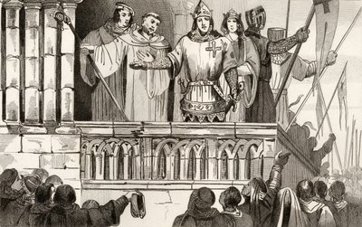 Louis VII (1120-80) the Young hever støtte for det andre korstoget i 1144, fra 