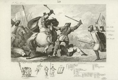 Louis VI av Frankrike kjempet mot engelskmennene i slaget ved Brenneville, 1119. av French School