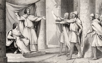 Loaferen Louis V (967-87) viser sin krone til sine tilhengere, fra 