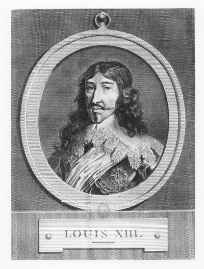 Ludvig XIII, konge av Frankrike (gravering) av French School