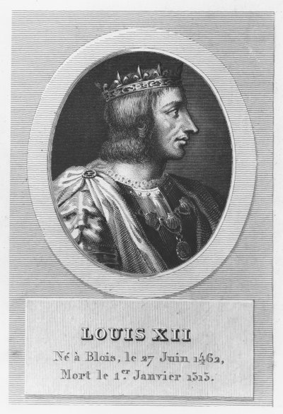 Ludvig XII, konge av Frankrike (gravering) av French School