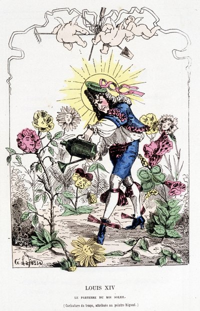 Louis XIV forkledd som gartner - i "" Histoire de France Tintamarresque"" av Touchatout av French School