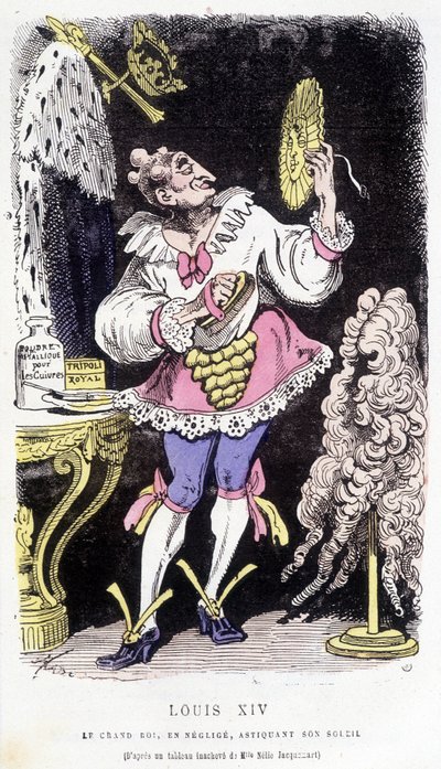 Ludvig XIV: den store kongen, forsømt, asticating hans sol - i "" Histoire de France Tintamarresque"" av Touchatout av French School