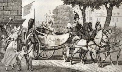 Louis XVIII (1755-1824) går inn i Paris ved restaureringen i 1814, fra 