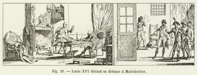 Ludvig XVI dikterer sitt forsvar til Malesherbes av French School