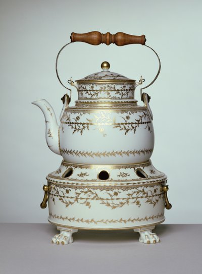 Louis XVI porselenskjele og stativ laget i Paris, ca. 1775-91 (porselen) av French School