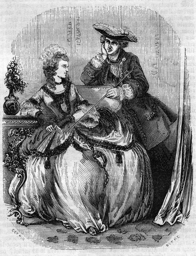 Louis XV og Madame de Pompadour, Jeanne Antoinette Poisson (1721-1764) (Marquise de Pompadour) - i "" Histoire de France"" av L.-P. Anquetil av French School