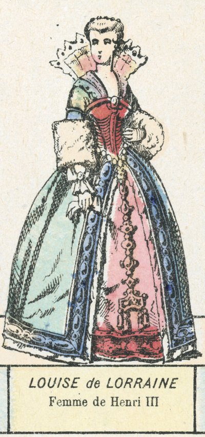 Louise de Lorraine, kone til Henry III (farget gravering) av French School