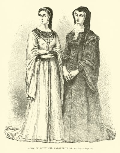 Louise av Savoy og Marguerite de Valois av French School