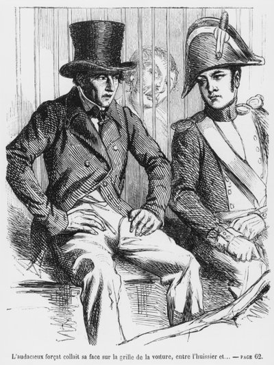 Lucien de Rubempre og Vautrin arrestert, illustrasjon fra Splendeurs et Miseres des Courtisanes av Honore de Balzac, utgitt 1867 av French School