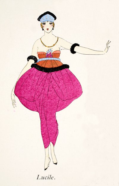 Lucile - Design for en kjole (stensiltrykk) av French School